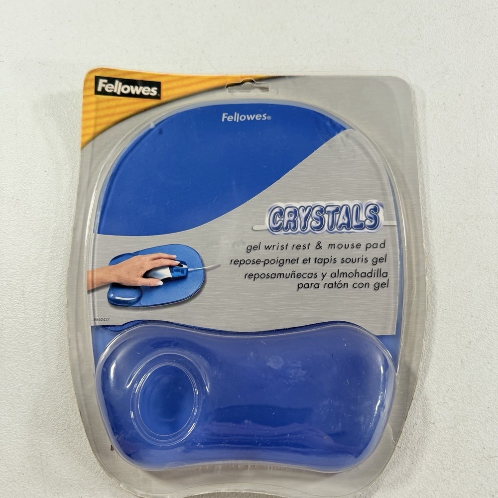 Fellowes Gel Crystals Blue Mouse Pad With Wrist Rest 862438 NEW OPEN BOX